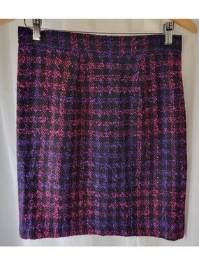 BORA Vintage 80s Pink, Purple, Black Tweed Straight Skirt, 10